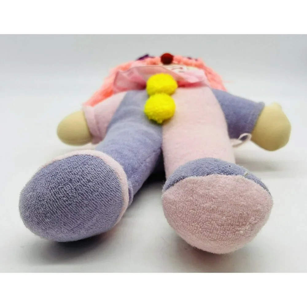 Russ Clown Plush Pink Purple Terry Cloth Stuffed Toy Pastel 12 inch Soft Lullaby